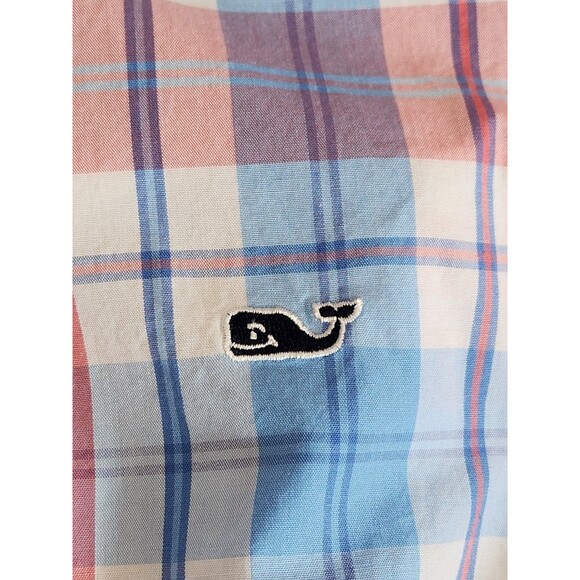 Vineyard Vines Men's L Blue Pink Plaid Long Sleeve‎ Button Down Whale Shirt - Picture 5 of 6